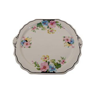 12"x10.75' Serving Platter Harker Pottery Co Vintage Floral Pattern Gold Trim